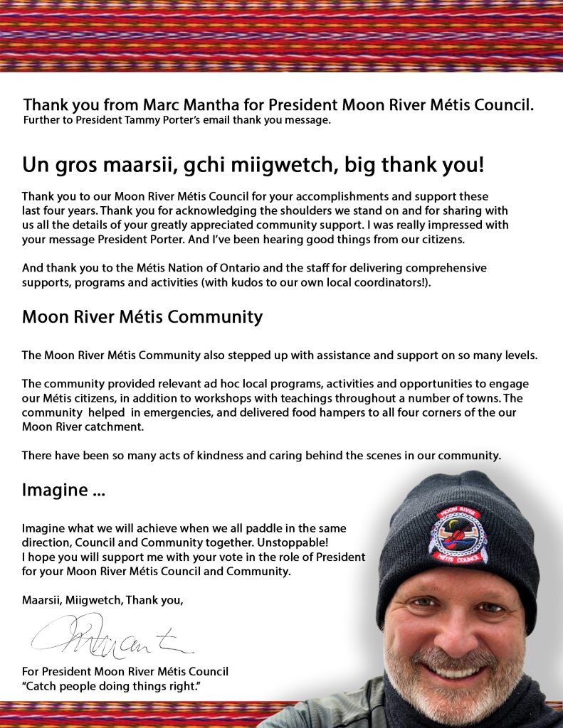 Marc Mantha for President Moon River Metis Council